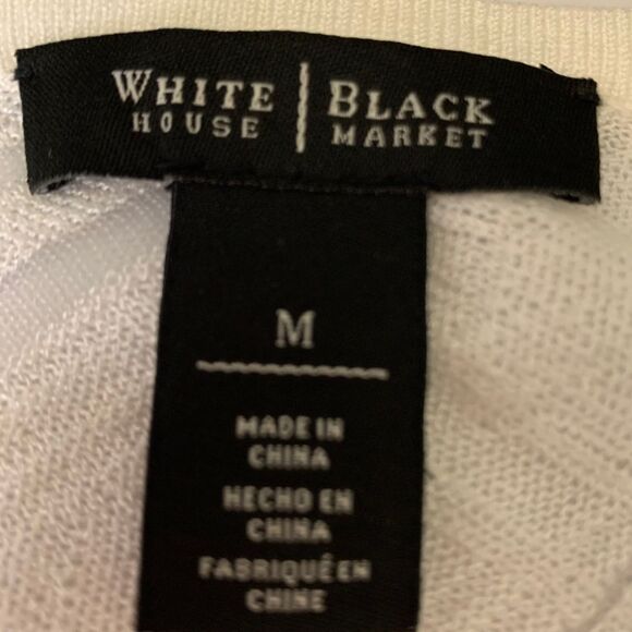 WHITE HOUSE BLACK MARKET Drawstring Waist White Sweater Blouse Top Size M - Picture 2 of 8